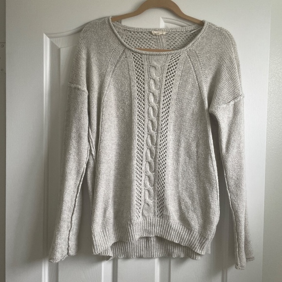 Mystree Light Gray/Off White Cashmere Blend Pullover Sweater, Size Medium - Picture 6 of 11
